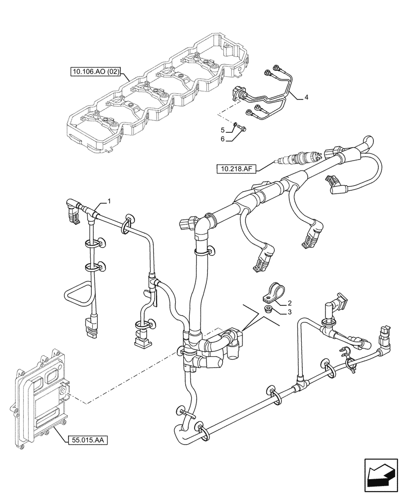 Схема запчастей Case IH F4HFE613F B004 - (55.010.AA) - WIRE HARNESS (55) - ELECTRICAL SYSTEMS