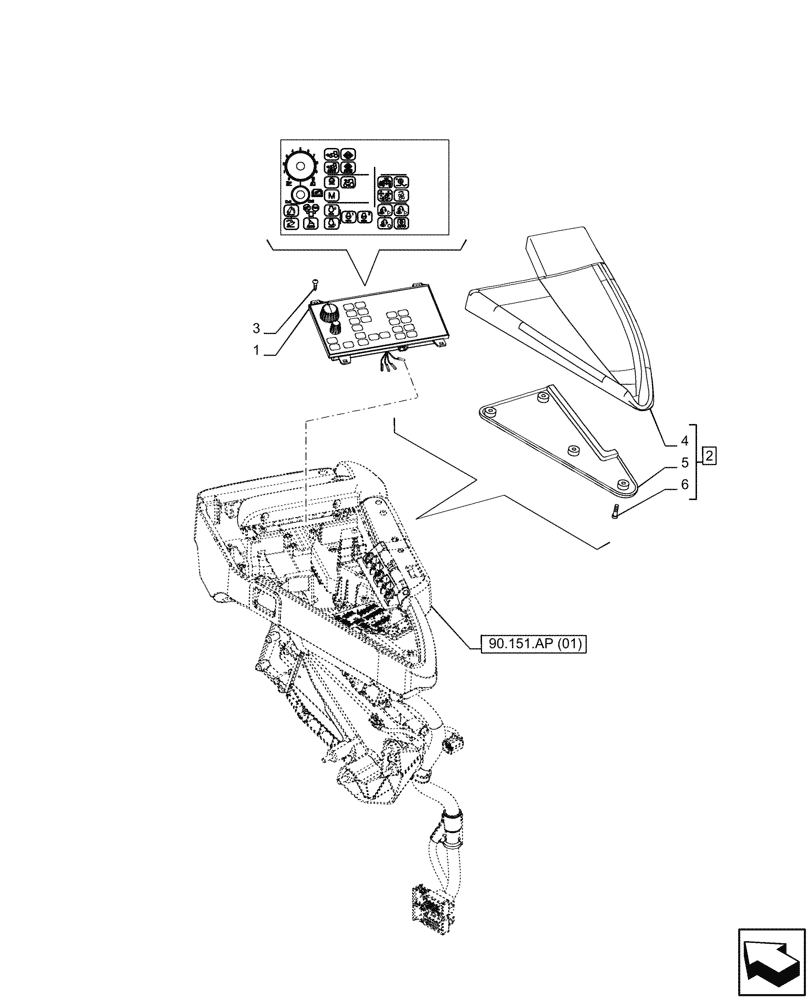 Схема запчастей Case IH PUMA 165 CVT - (55.512.CS[17]) - ARMREST, CONTROL PANEL (55) - ELECTRICAL SYSTEMS