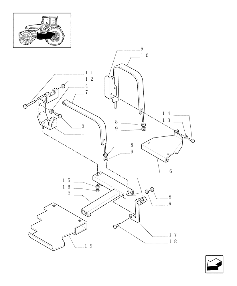 Схема запчастей Case IH JX70U - (1.14.7) - FUEL TANK SUPPORT - BRACKETS, TIE-RODS - SUPPORTS (02) - ENGINE EQUIPMENT