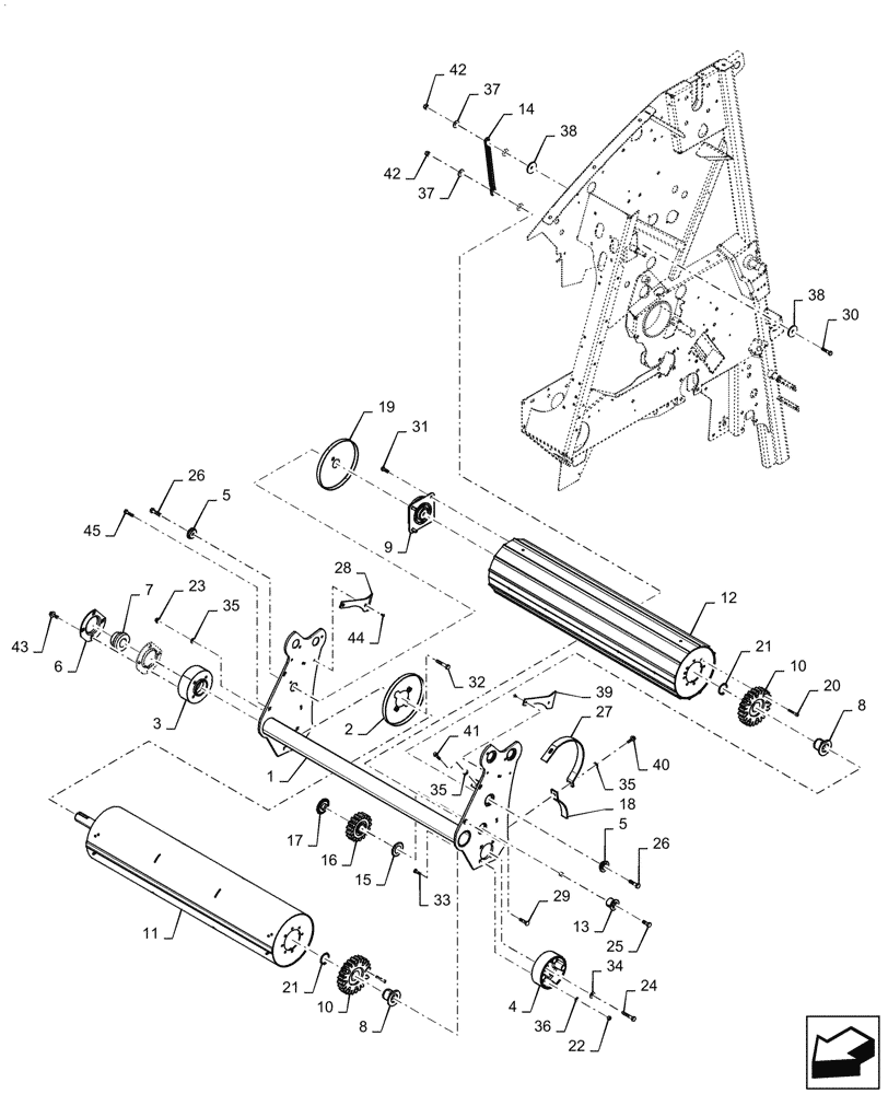 Схема запчастей Case IH RB455 - (62.170.AA[02]) - SLEDGE, CHOPPING ROLL, YGN193203 AND AFTER (62) - PRESSING - BALE FORMATION