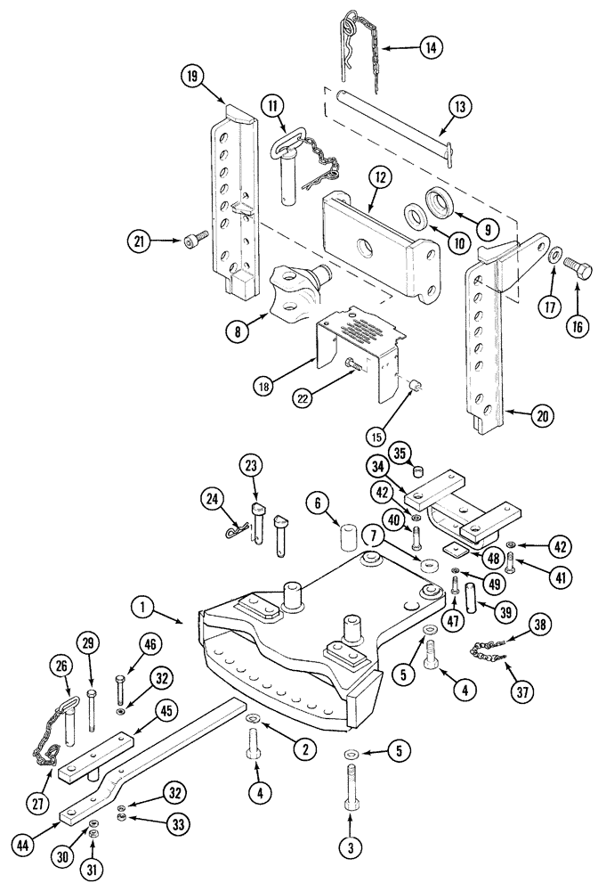 Схема запчастей Case IH 5120 - (9-018) - DRAWBAR, WITH TRAILER HITCH (09) - CHASSIS/ATTACHMENTS