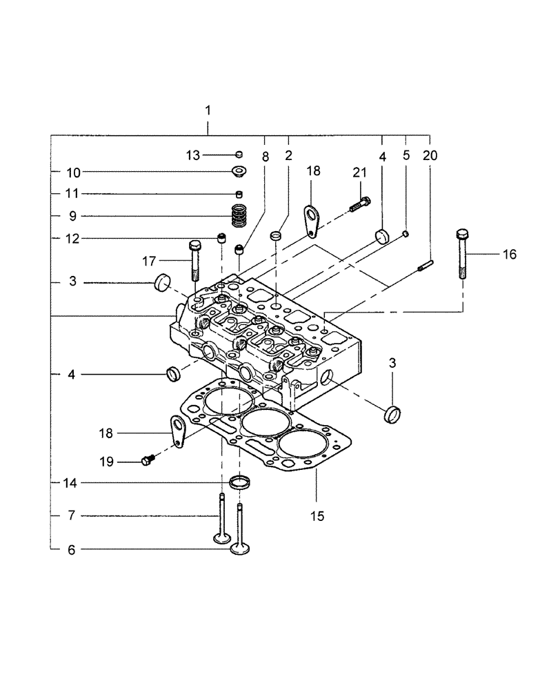 Схема запчастей Case IH DX29 - (01.03) - CYLINDER HEAD (01) - ENGINE