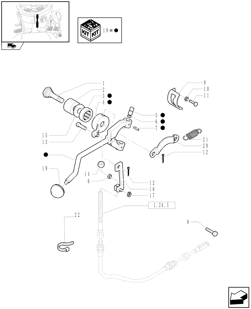 Схема запчастей Case IH FARMALL 105V - (1.92.265) - POWER TAKE-OFF, CONTROL LEVER (10) - OPERATORS PLATFORM/CAB