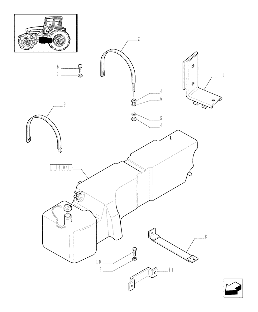 Схема запчастей Case IH MXM175 - (1.14.7/01[01]) - FUEL TANK SUPPORT (02) - ENGINE EQUIPMENT