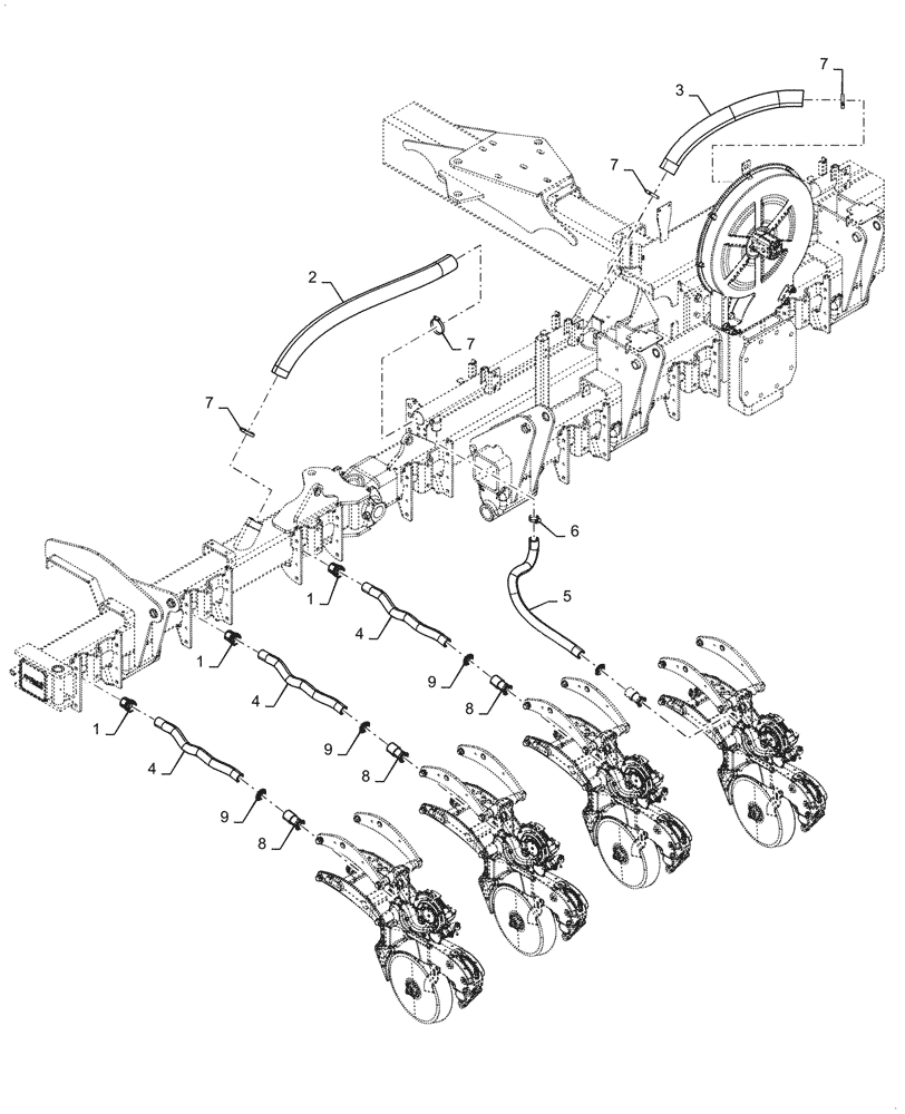 Схема запчастей Case IH 2150 - (79.105.AD[08]) - VACCUM DELIVERY LEFT WING 12 ROW (79) - PLANTING