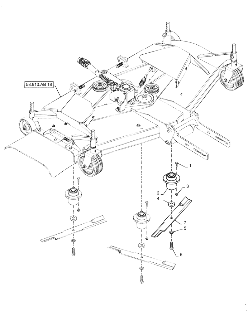 Схема запчастей Case IH MW166S - (58.910.AD[07]) - VAR - 717966176 - MOWER DECK CUTTER (ASN YDWWL5001) (58) - ATTACHMENTS/HEADERS