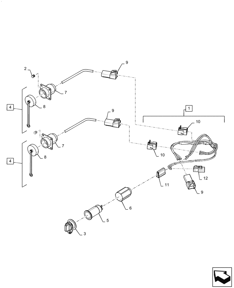Схема запчастей Case IH MAGNUM 310 - (55.510.BM[02]) - POWER OUTLETS, HEADLINER (55) - ELECTRICAL SYSTEMS