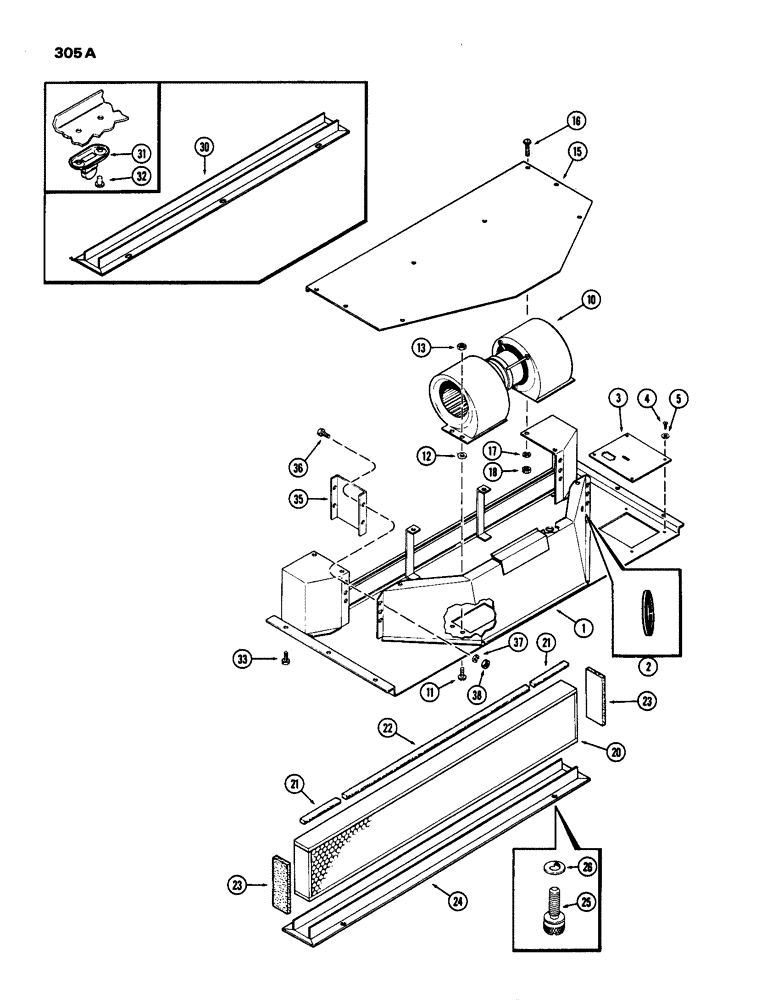 Схема запчастей Case IH 770 - (305A) - CAB, PLENUM, WITHOUT HEATER OR AIR CONDITIONER, HINSON (09) - CHASSIS/ATTACHMENTS
