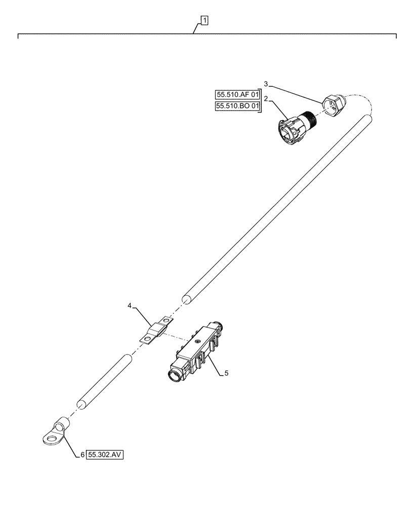 Схема запчастей Case IH FARMALL 120A - (55.100.AX[02]) - VAR - 391610, 393315 - FRONT MAIN WIRE HARNESS (55) - ELECTRICAL SYSTEMS