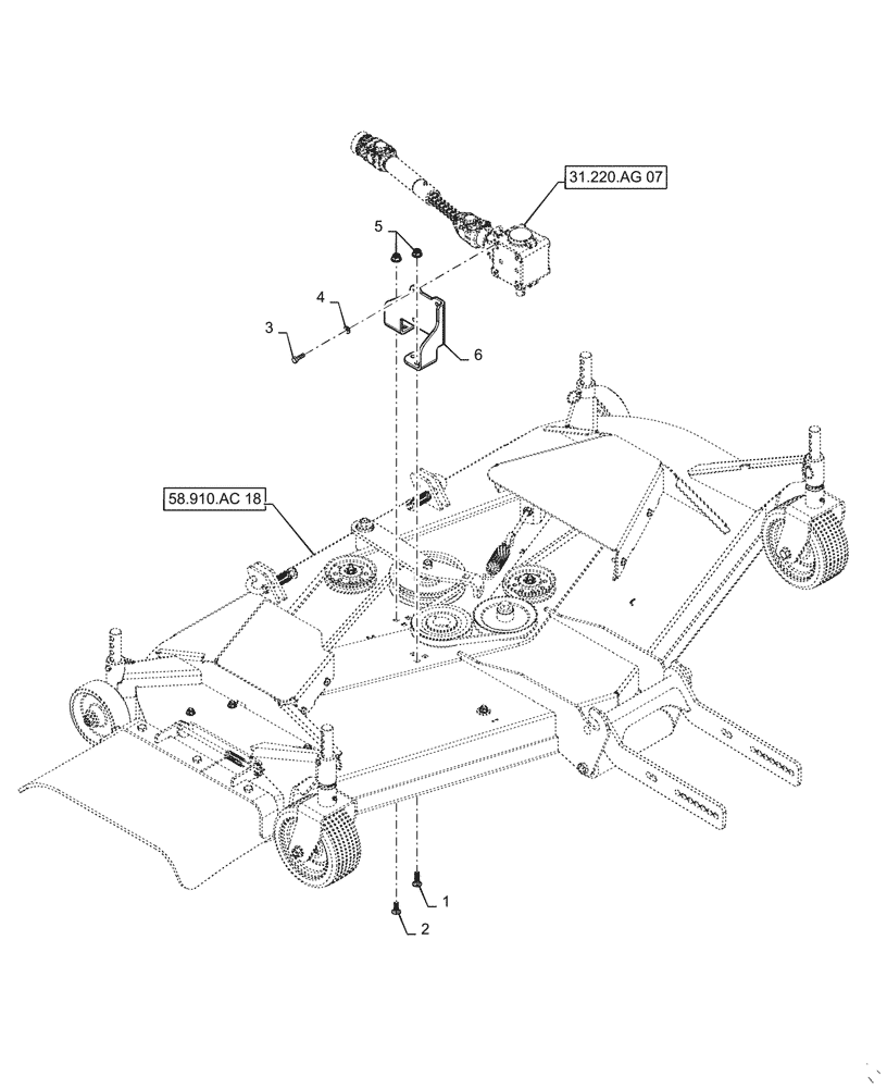 Схема запчастей Case IH MW166S - (58.910.AC[20]) - VAR - 717966176 - MOWER DECK, PTO GEARBOX MOUNT (ASN YDWWL5001) (58) - ATTACHMENTS/HEADERS