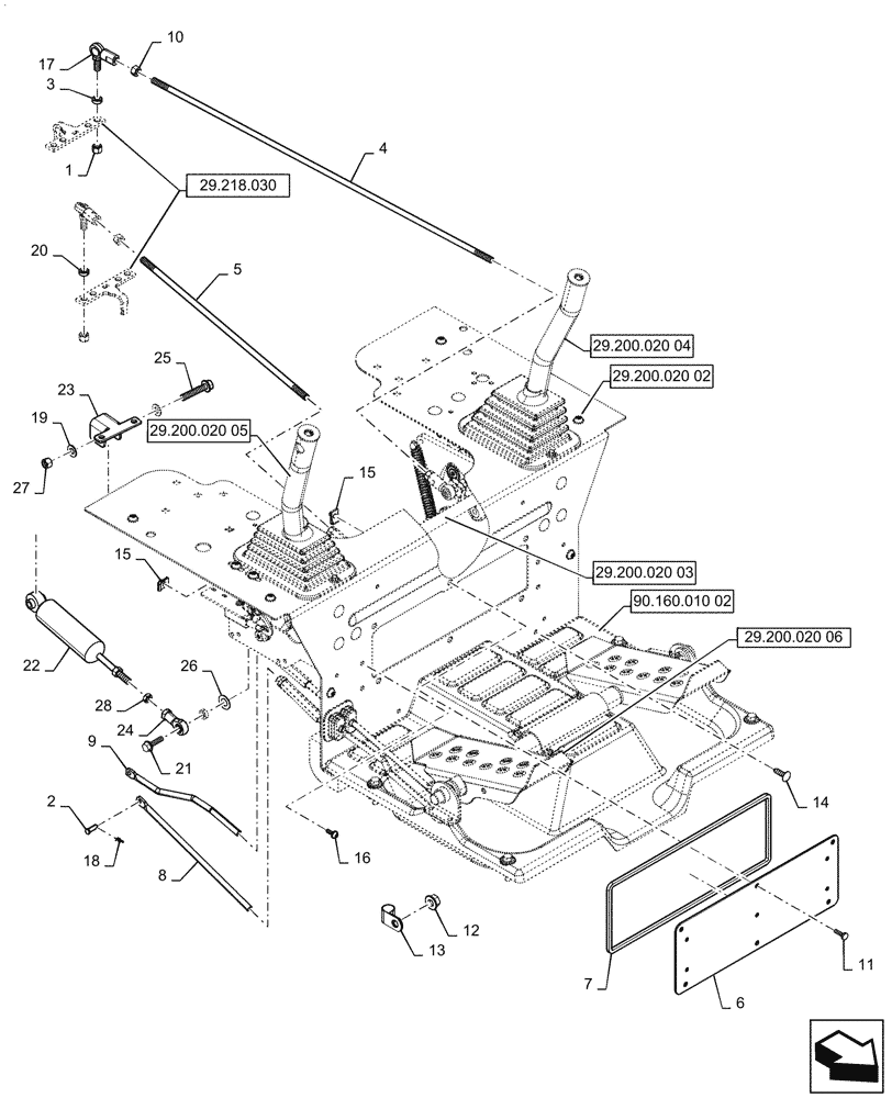 Схема запчастей Case IH SR270 - (29.200.010[02]) - HAND & FOOT CONTROLS ASSY (29) - HYDROSTATIC DRIVE