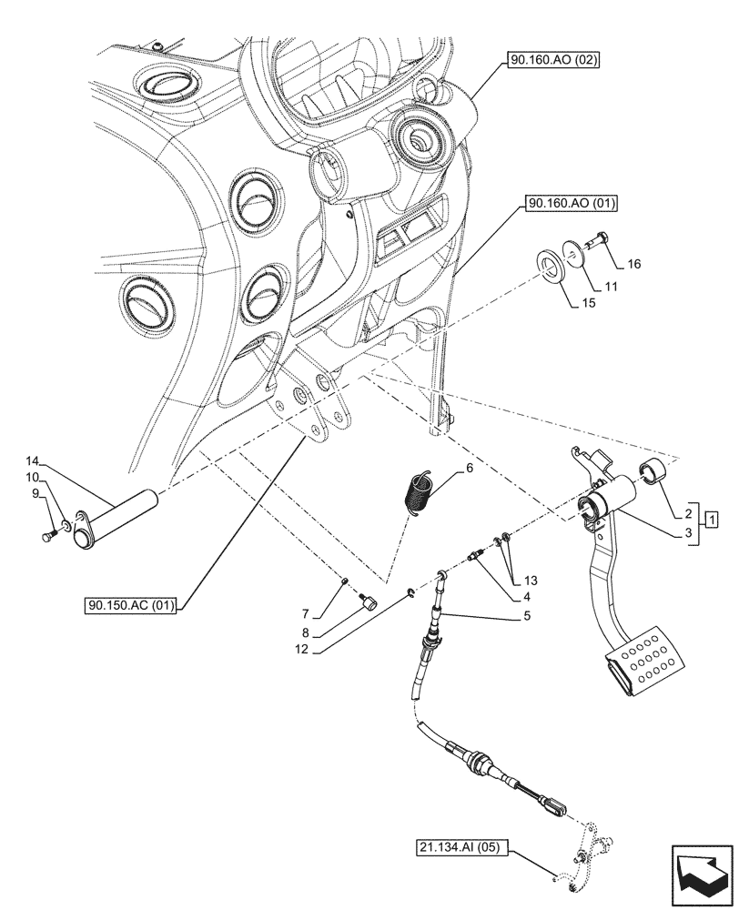 Схема запчастей Case IH FARMALL 120C - (18.100.AF[02]) - VAR - 330276, 334176 - CLUTCH, PEDAL, FLEXIBLE CONTROL (12X12) (12X12 CREEPER) (18) - CLUTCH