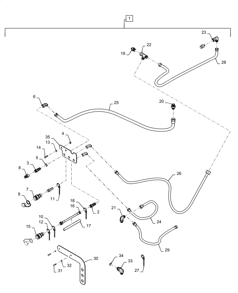 Схема запчастей Case IH BHA90 - (35.525.090) - VAR - 439143006 - HYDRAULIC KIT (35) - HYDRAULIC SYSTEMS