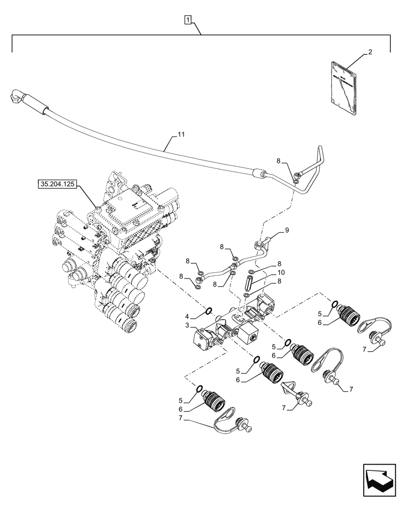 Схема запчастей Case IH FARMALL 120U - (88.100.035[07]) - DIA KIT, 3REMOTE CONTROL VALVE, MANIFOLD VALVE (88) - ACCESSORIES