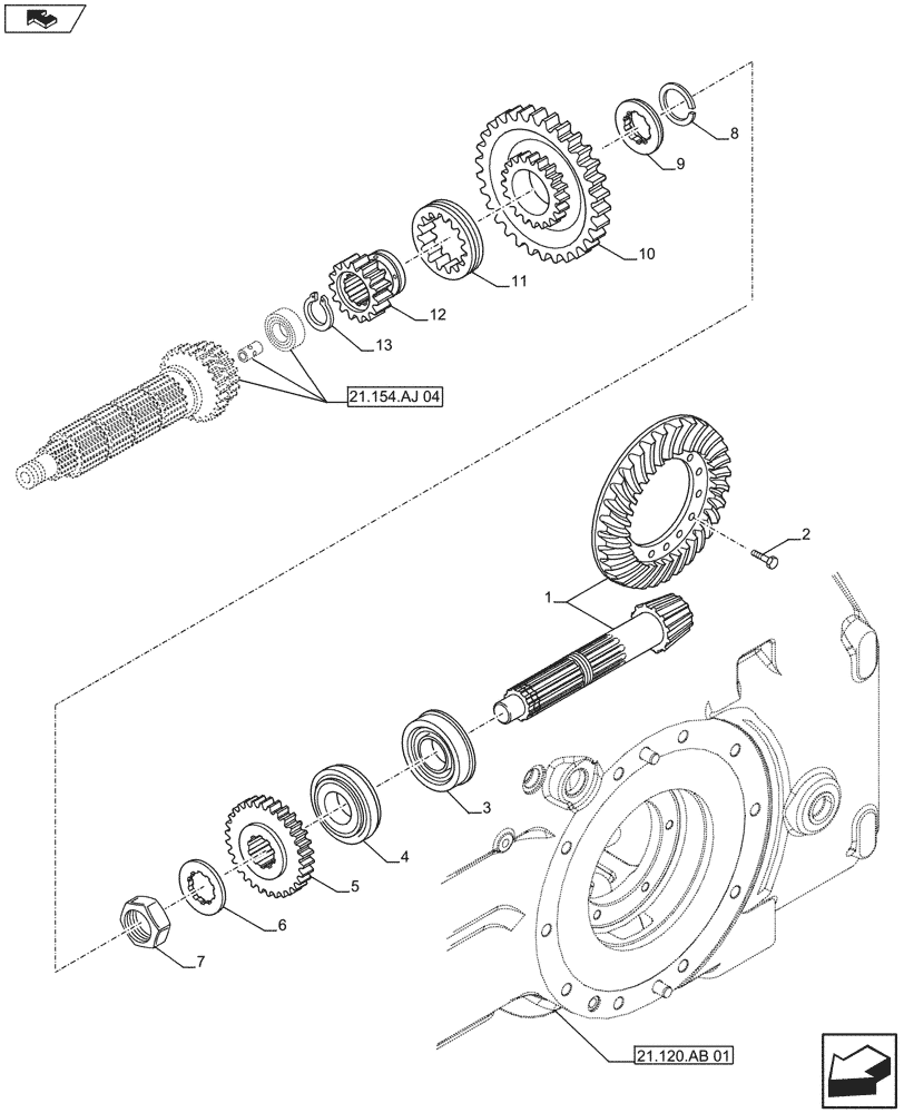 Схема запчастей Case IH FARMALL 115U - (21.148.AC[08]) - VAR - 743507 - BEVEL GEAR, ISO (30KPH) (21) - TRANSMISSION