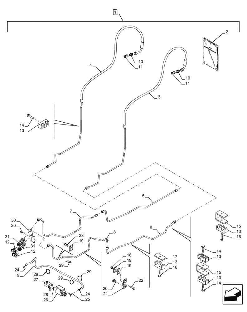 Схема запчастей Case IH FARMALL 120U - (88.100.035[09]) - DIA KIT, REMOTE CONTROL VALVE, W/ 2 COUPLERS, W/ SUSPENDED FRONT AXLE (88) - ACCESSORIES