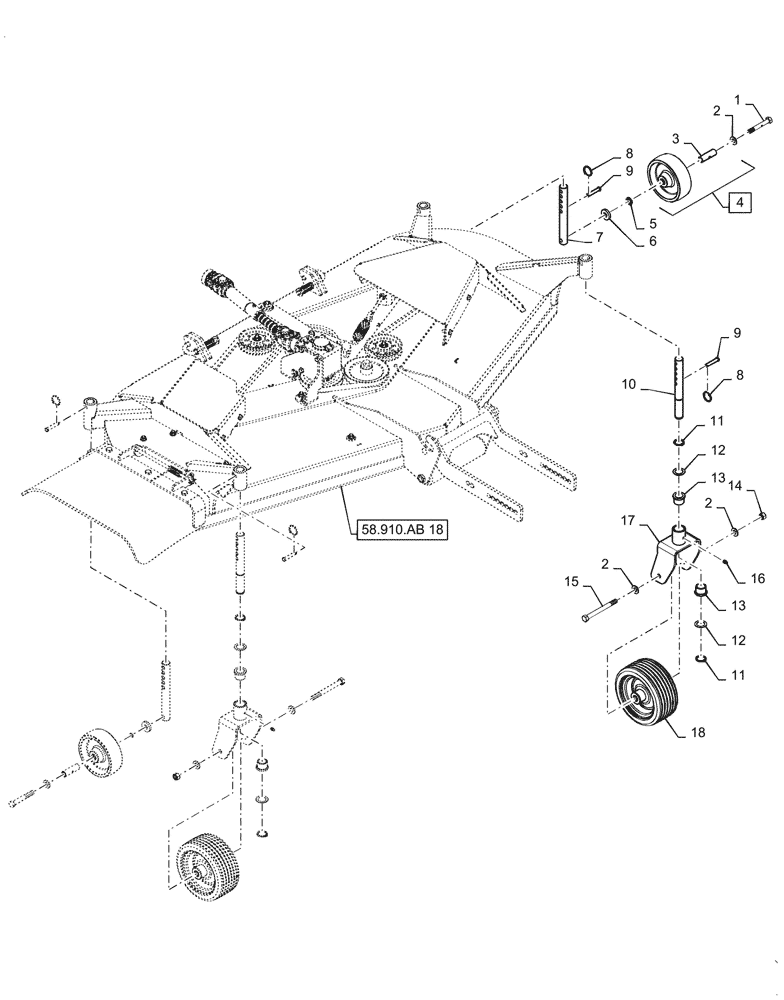 Схема запчастей Case IH MW166S - (44.536.AE[07]) - VAR - 717966176 - MOWER DECK WHEELS (ASN YDWWL5001) (44) - WHEELS