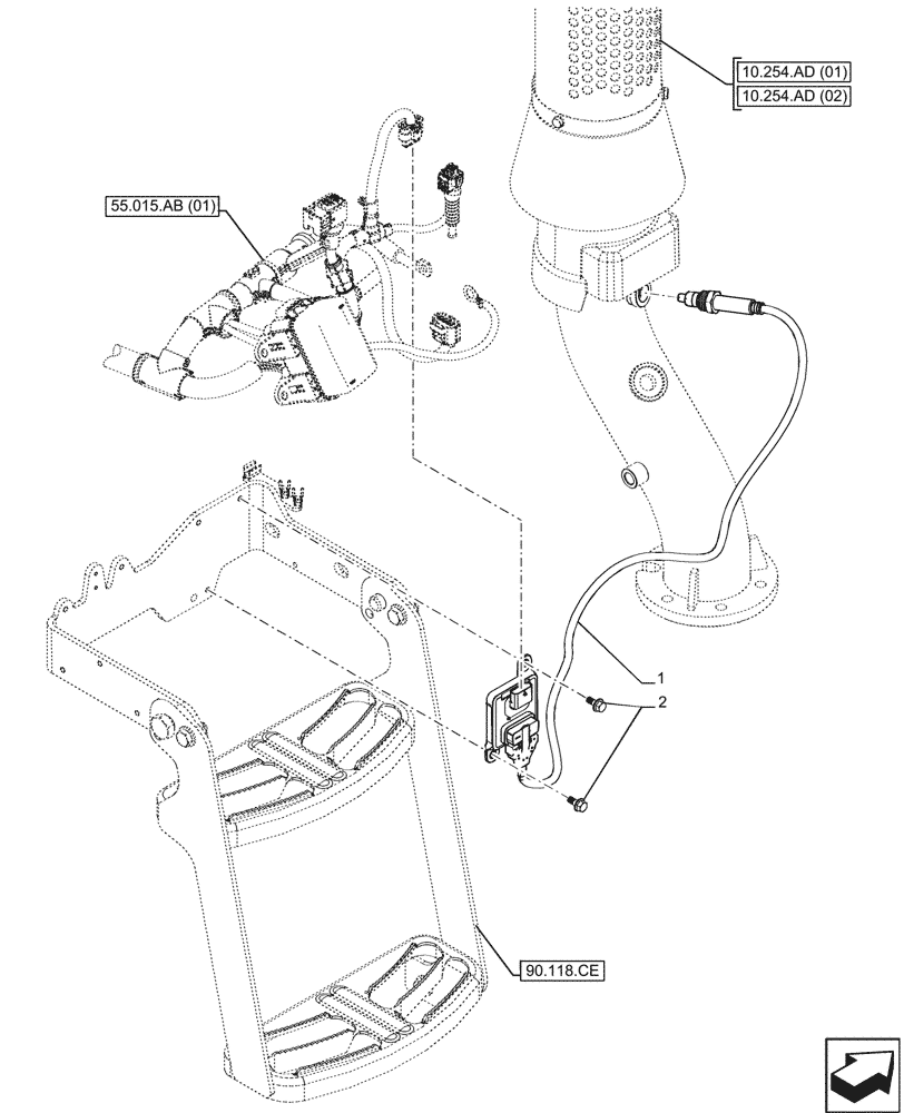 Схема запчастей Case IH FARMALL 120C - (55.988.AG[02]) - VAR - 337322, 743560 - DEF/ADBLUE™, NOX SENSOR (55) - ELECTRICAL SYSTEMS