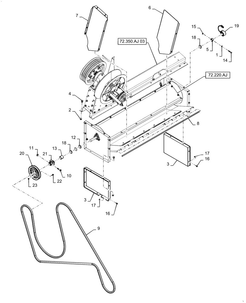 Схема запчастей Case IH 7088 - (72.220.AB) - BEATER PULLEY & BELT (72) - SEPARATION