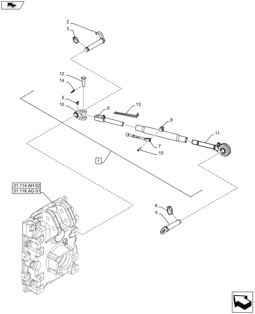 Схема запчастей Case IH MAXXUM 110 - (37.120.AA[03A]) - VAR - 331970 - CAT 2 FLEXIBLE LINKS - TOP LINK - D7395 (37) - HITCHES, DRAWBARS & IMPLEMENT COUPLINGS