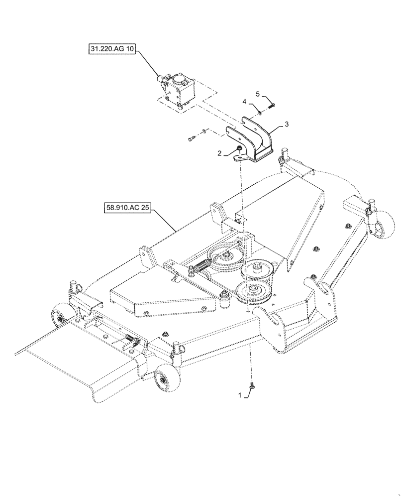 Схема запчастей Case IH MW160S - (58.910.AC[26]) - VAR - 717966166, 717966236 - MOWER DECK, PTO GEARBOX MOUNT (58) - ATTACHMENTS/HEADERS