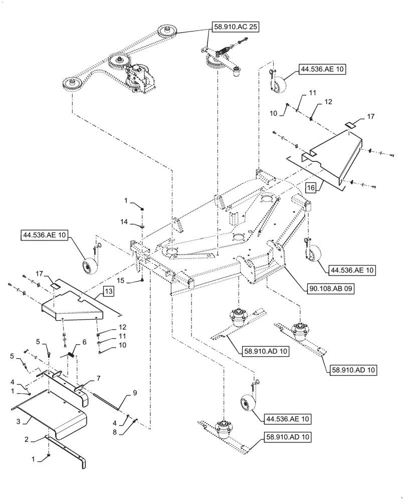 Схема запчастей Case IH MW160S - (58.910.AB[24]) - VAR - 717966236 - MOWER DECK (58) - ATTACHMENTS/HEADERS