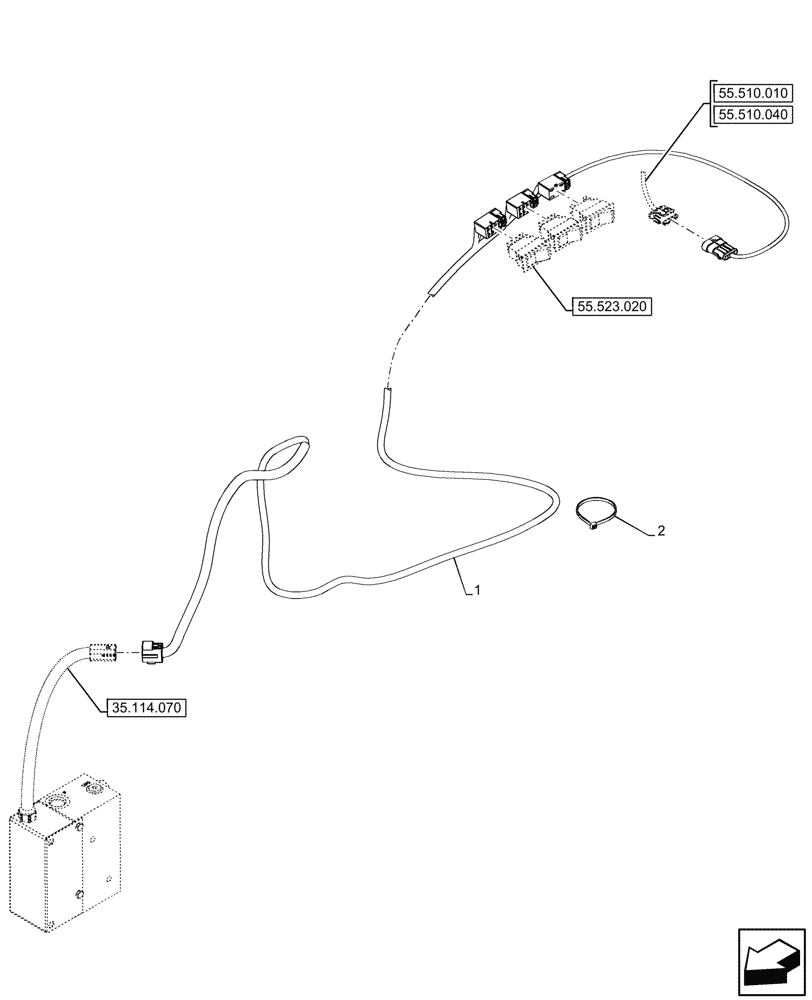 Схема запчастей Case IH FARMALL 90V - (55.130.070) - VAR - 334945, 336945, 759011 - HARNESS, STABILIZER, REAR, CAB (55) - ELECTRICAL SYSTEMS
