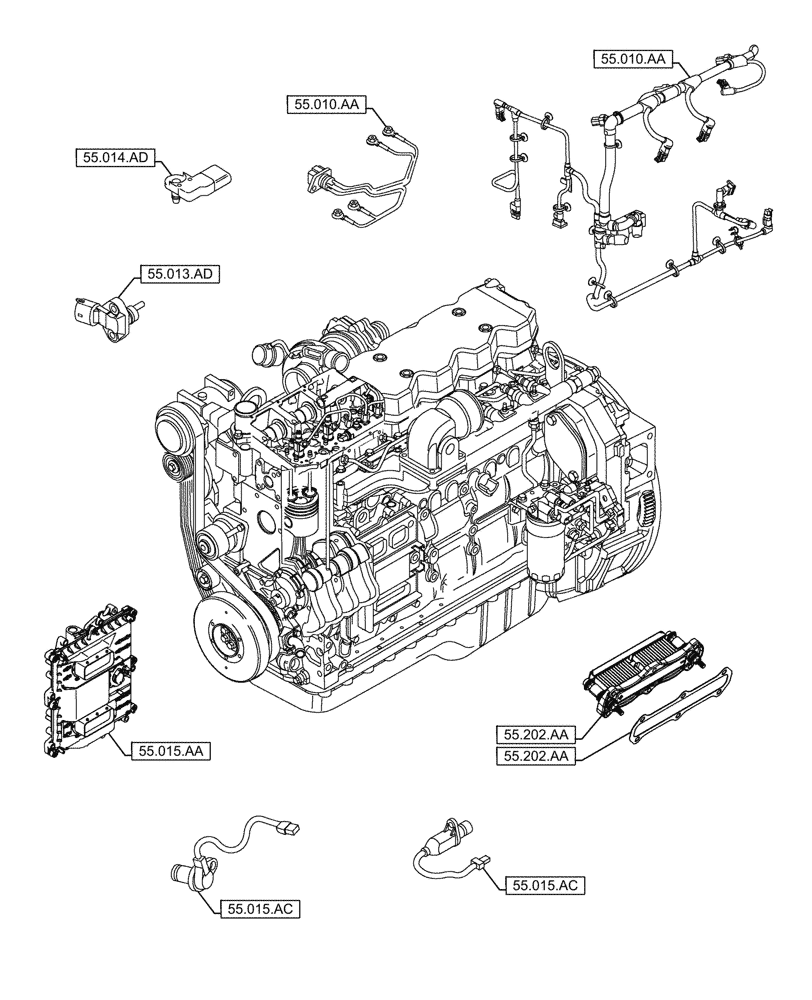 Схема запчастей Case IH F4HFE613F B004 - (55.000.00) - SECTION INDEX - ELECTRICAL SYSTEMS (55) - ELECTRICAL SYSTEMS