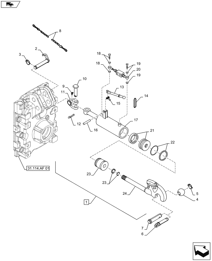 Схема запчастей Case IH MAXXUM 140 - (35.124.AJ[01]) - VAR - 330921, 331921, 743696, 332923 - CAT 2/3 QUICK ATTACH LINKS FOR HYDRAULIC LINKAGE ADJUSTMENT - TOP LINK - C7395 (35) - HYDRAULIC SYSTEMS