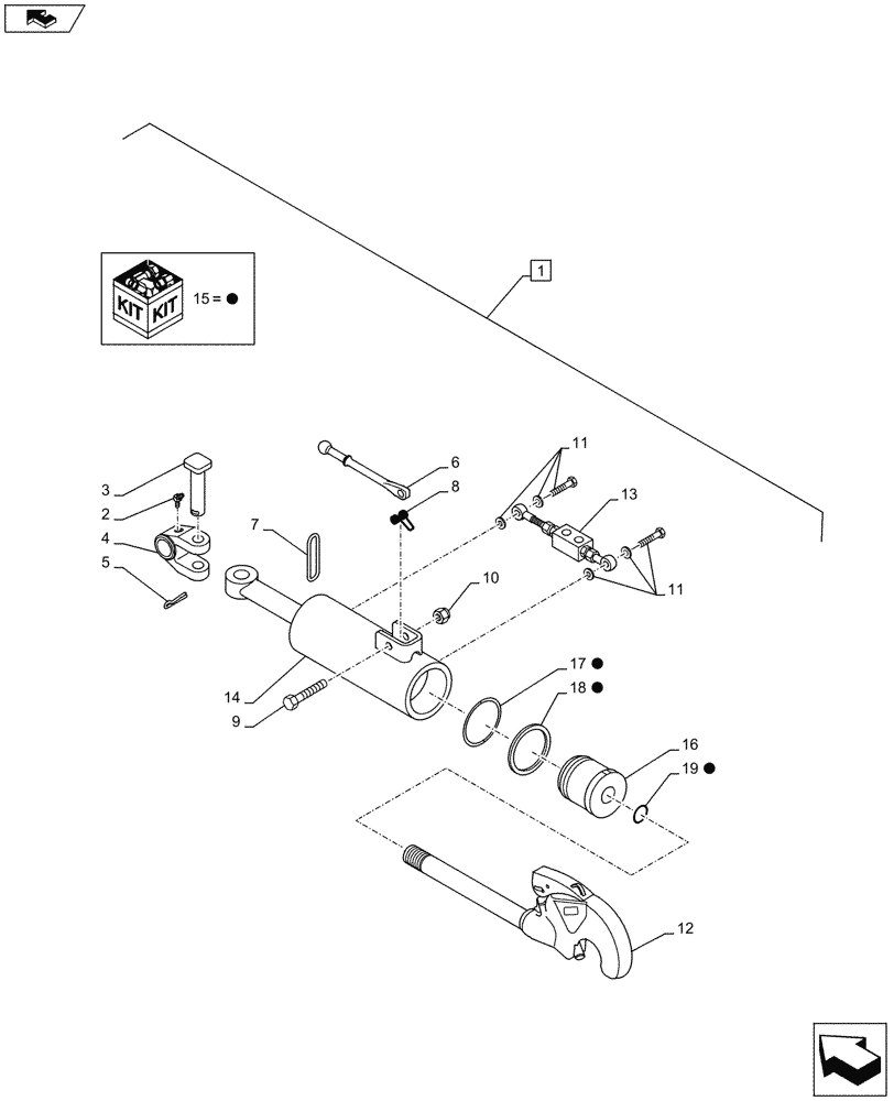Схема запчастей Case IH PUMA 130 - (35.124.01[02A]) - THIRD-LINK SPRAG - BREAKDOWN - D7395 (35) - HYDRAULIC SYSTEMS