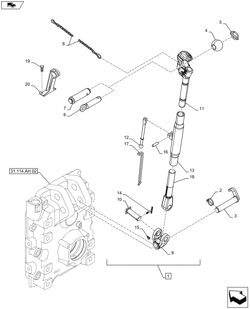 Схема запчастей Case IH MAXXUM 140 - (37.120.AA[01A]) - TOOLING CONNECTION UNIT - TOP LINK - D7395 (37) - HITCHES, DRAWBARS & IMPLEMENT COUPLINGS