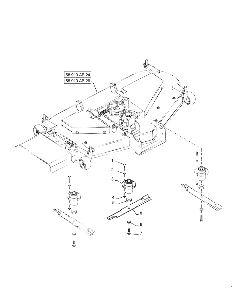 Схема запчастей Case IH MW160S - (58.910.AD[10]) - VAR - 717966166, 717966236 - MOWER DECK CUTTER (58) - ATTACHMENTS/HEADERS