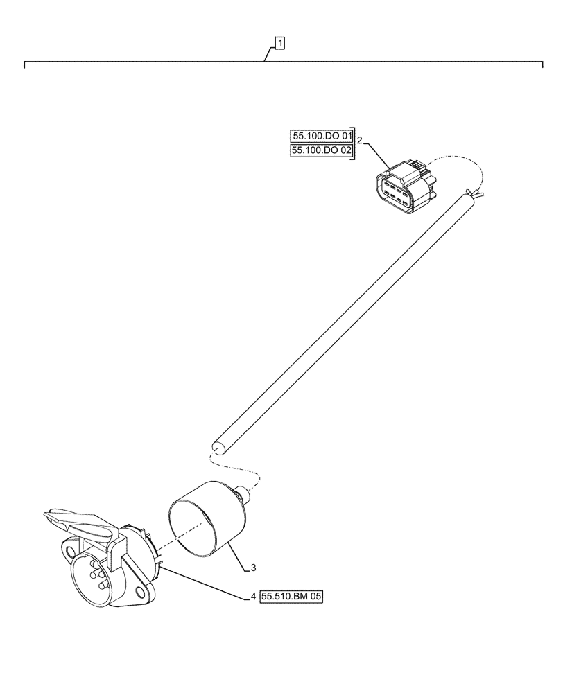Схема запчастей Case IH FARMALL 120A - (55.510.BM[06]) - VAR - 330007 - HARNESS, POWER SOCKET (55) - ELECTRICAL SYSTEMS