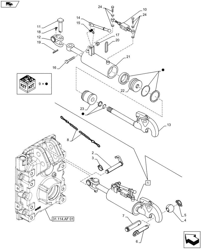 Схема запчастей Case IH MAXXUM 140 - (35.124.AJ[02]) - THIRD - LINK SPRAG - BREAKDOWN - C7395 (35) - HYDRAULIC SYSTEMS