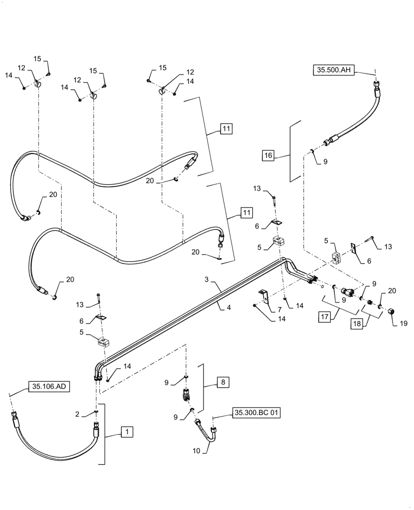 Схема запчастей Case IH 6088 - (35.500.AJ) - ROTARY SCREEN HYDRAULIC SYSTEM (35) - HYDRAULIC SYSTEMS