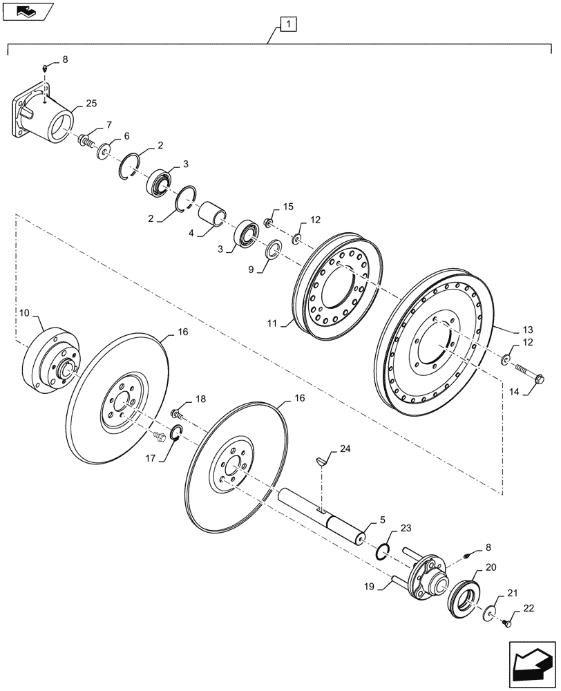 Схема запчастей Case IH 5088 - (74.136.AD[02]) - CLEANING FAN DRIVE JACKSHAFT ASSEMBLY WITH PULLEY (74) - CLEANING