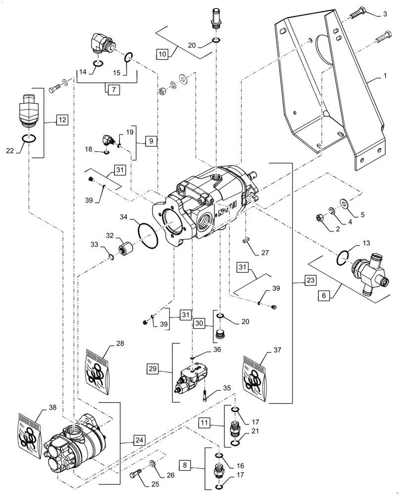 Схема запчастей Case IH 7088 - (35.106.AD) - TANDEM GEAR PUMP (35) - HYDRAULIC SYSTEMS