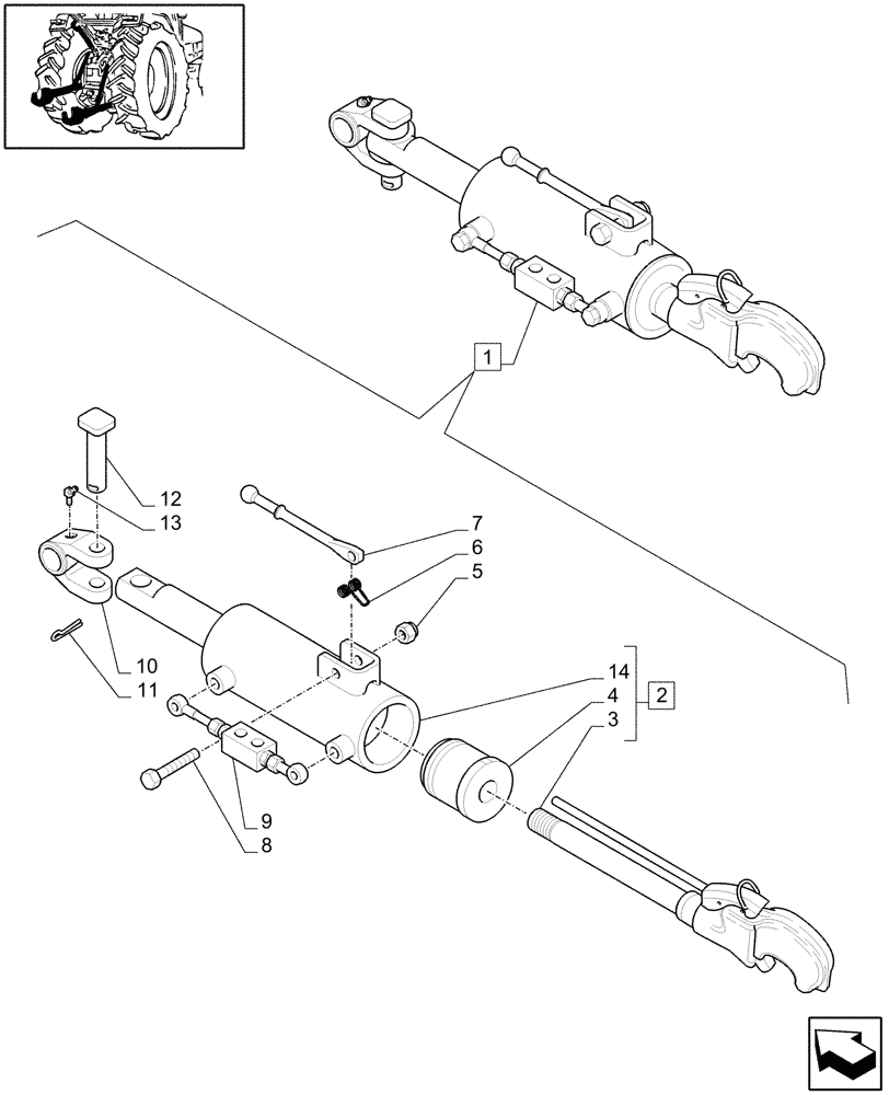 Схема запчастей Case IH MAXXUM 100 - (1.89.6/06A[01A]) - THIRD-LINK SPRAG - PARTS - D7395 (VAR.330921-331921) (09) - IMPLEMENT LIFT