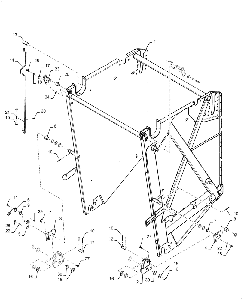 Схема запчастей Case IH RB455 - (39.100.AV[01]) - TAILGATE ,YGN193203 AND AFTER (39) - FRAMES AND BALLASTING