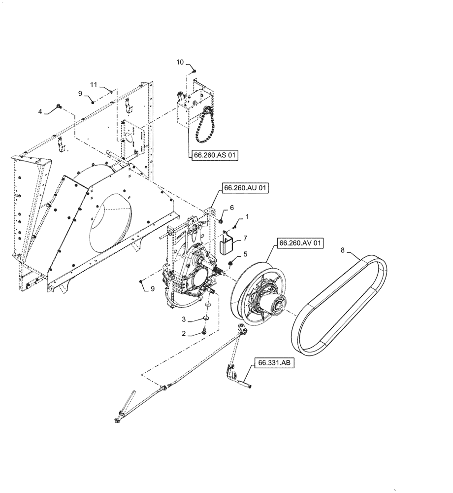 Схема запчастей Case IH 7088 - (66.260.AA[01]) - ROTOR GEARBOX MOUNTING PARTS (66) - THRESHING