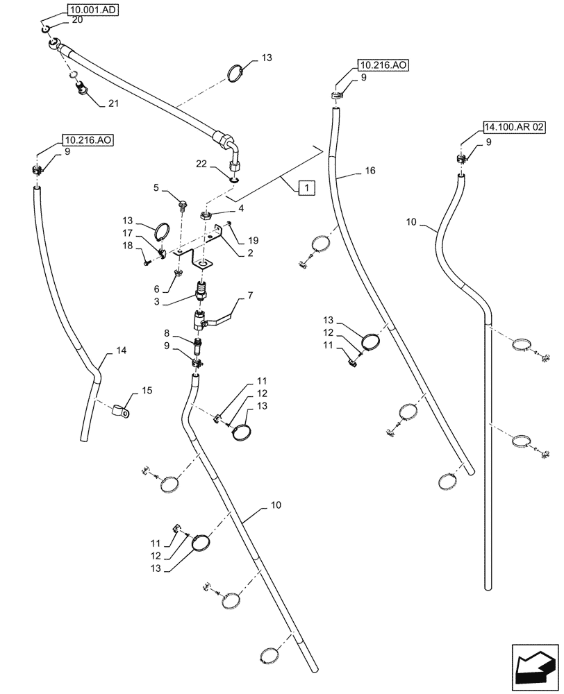 Схема запчастей Case IH 6130 - (10.102.AW) - DRAIN LINE, OIL (10) - ENGINE