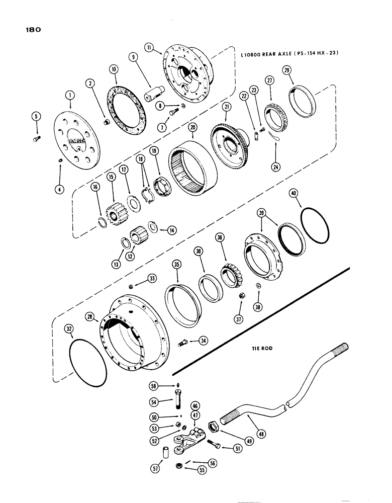 Схема запчастей Case IH 1200 - (180) - L10800 REAR AXLE PLANETARY, 15.99 RATIO WITH CARDON JOINT (06) - POWER TRAIN