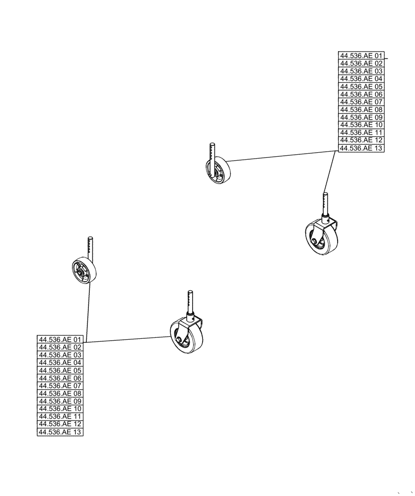 Схема запчастей Case IH MW166S - (44.000.00) - SECTION INDEX - WHEELS (44) - WHEELS