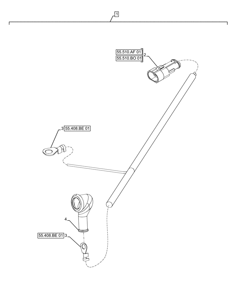 Схема запчастей Case IH FARMALL 120A - (55.408.BE[02]) - VAR - 330692 - REVERSE ALARM, HARNESS (55) - ELECTRICAL SYSTEMS