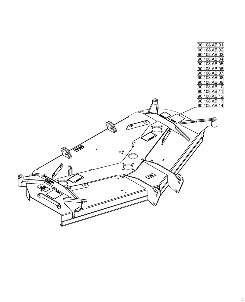 Схема запчастей Case IH MW166S - (90.000.00) - SECTION INDEX - PLATFORM, CAB, BODYWORK & DECALS (90) - PLATFORM, CAB, BODYWORK AND DECALS