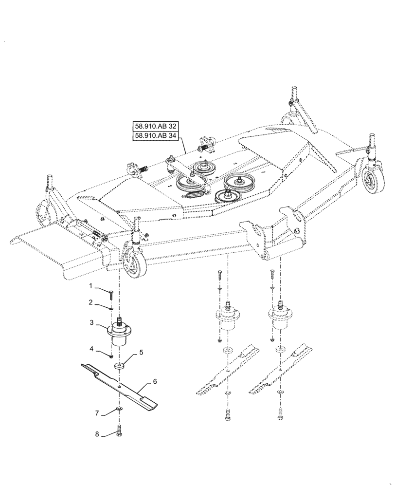 Схема запчастей Case IH MW172S - (58.910.AD[12]) - VAR - 717966146, 717966156 - MOWER DECK CUTTER, CVT (58) - ATTACHMENTS/HEADERS