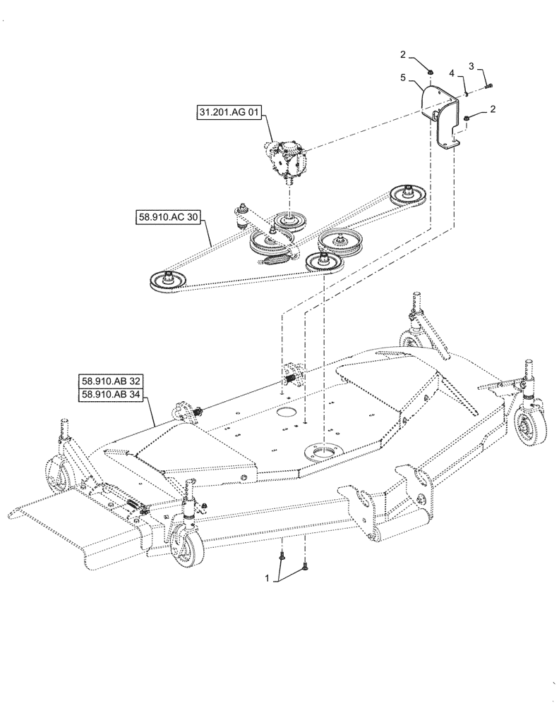 Схема запчастей Case IH MW172S - (58.910.AC[31]) - VAR - 717966146, 717966156 - MOWER DECK, PTO GEARBOX MOUNT, CVT (58) - ATTACHMENTS/HEADERS