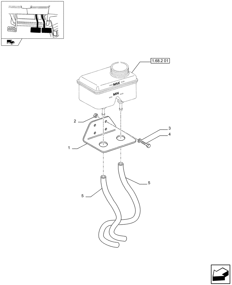 Схема запчастей Case IH FARMALL 90 - (1.68.2[02]) - BRAKES, OIL, TANK (VAR.335540) (05) - REAR AXLE