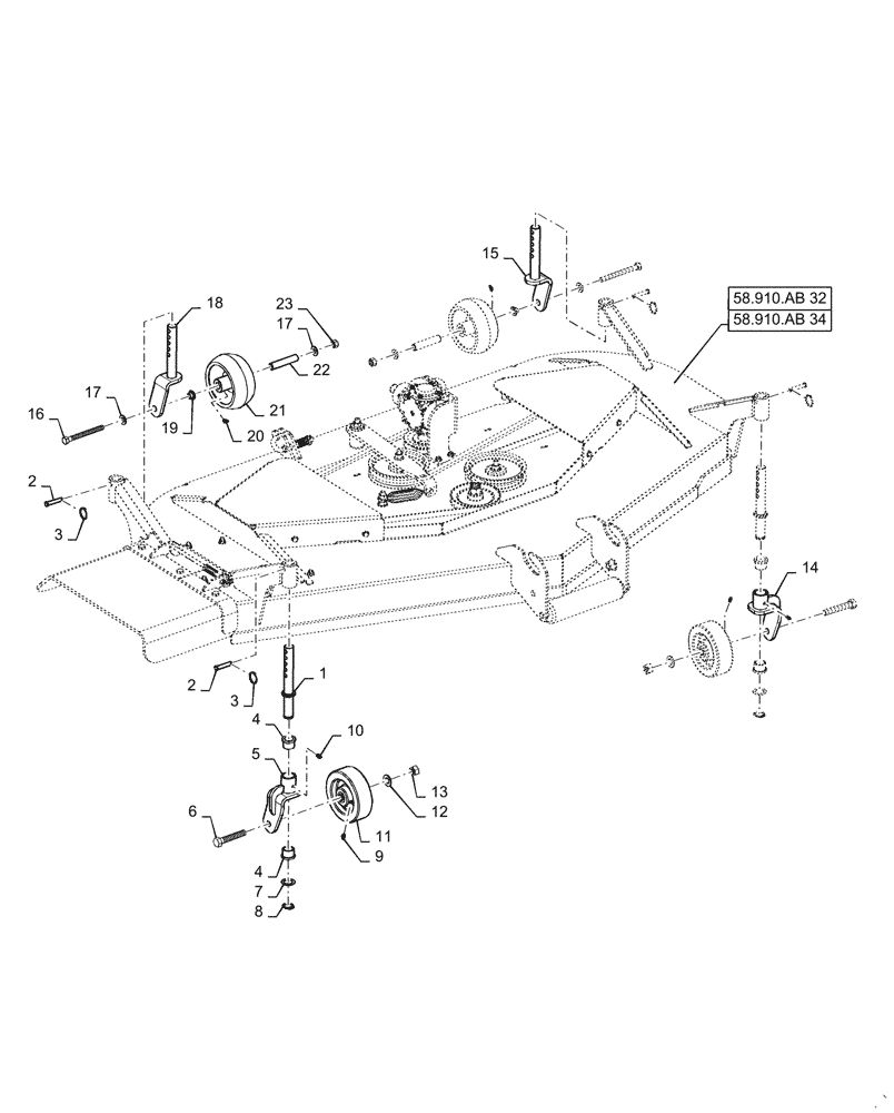Схема запчастей Case IH MW172S - (44.536.AE[12]) - VAR - 717966146, 717966156 - MOWER DECK WHEELS, CVT (44) - WHEELS