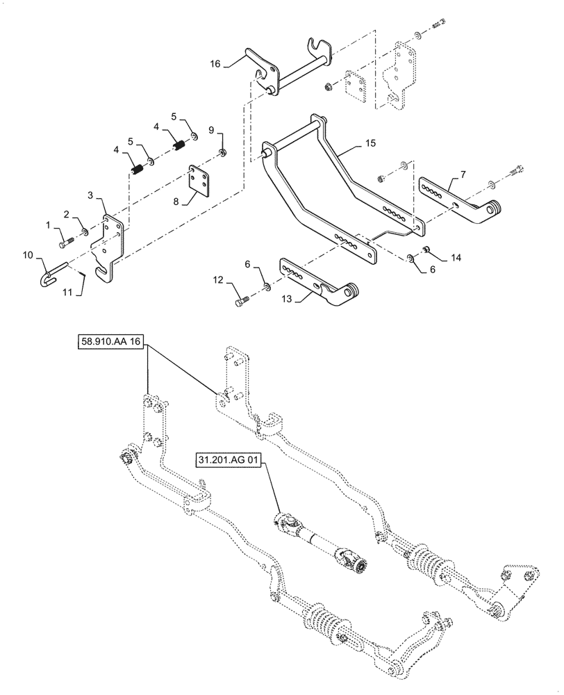 Схема запчастей Case IH MW172S - (58.910.AA[15]) - VAR - 717966146, 717966156 - MOWER DECK MOUNTING PARTS, CVT 72" CL 3 (58) - ATTACHMENTS/HEADERS